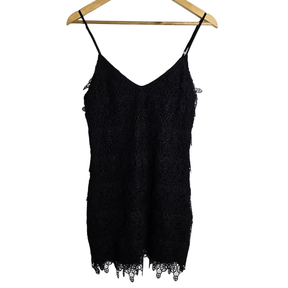 Dolce Vita Black Lace Slip Mini Dress XS V Neck‎ Spaghetti Straps